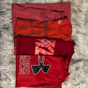 Under Armour Red and Orange Graphic Tees